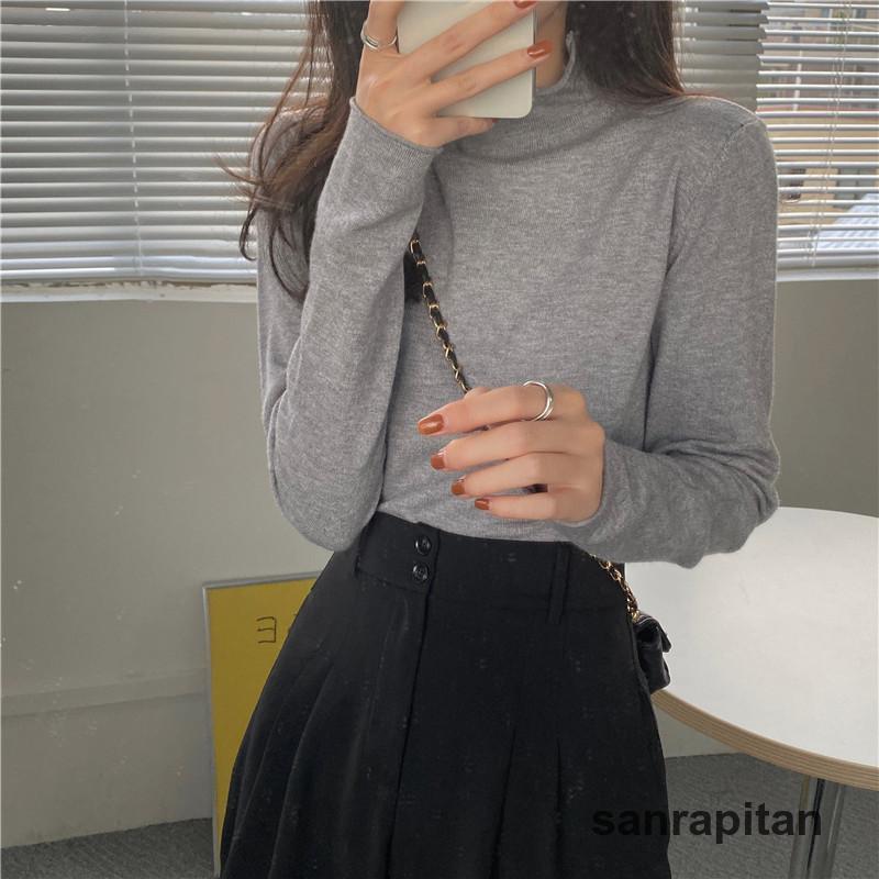 カットソー ニットセーター レディース ニット 長袖 秋冬 ハイネック Tシャツ インナー セーター トップス 重ね着 可愛い 着痩せ