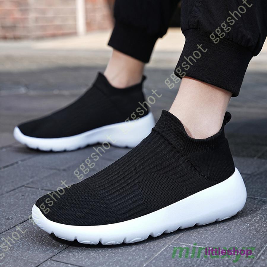 メンズ スニーカー レディース スポーツシューズ ランニングシューズ 運動靴 黒 スリッポン ウォーキン..