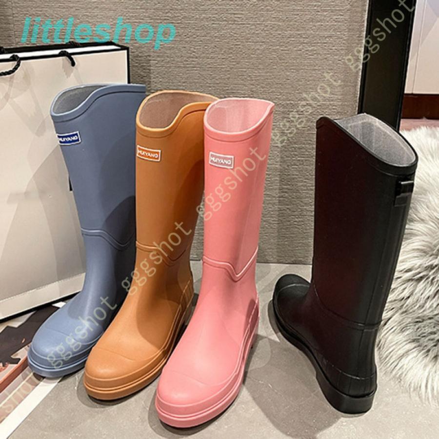 無地 ロング 丈 レディース 長靴 レインブーツ レイン シューズ 雨靴 ガーデニング 雨 雪 アウトドア ..
