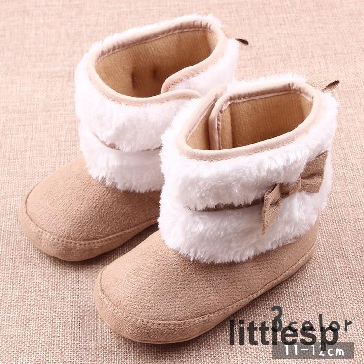 ベビーブーツ ブーツ 11-13cm ベビーシューズ ベビー靴 ベビー 子供 女の子 靴 シューズ リボン もこもこ かわいい 冬