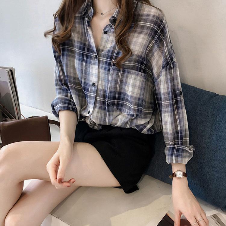 シャツ　ブラウス　レディース　長袖　トップス　とろみシャツ　とろみブラウス　スーツ　インナー　ゆったりめ　着痩せ　体型カーバ?　可愛い　チェック柄　春　夏　秋