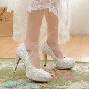 パンプス 白 結婚式 ハイヒール フラワー レース ウェディング シューズ レディース 美脚 厚底 ピンヒール 小さいサイズ 歩きやすい 二次会 披露宴