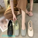 痛くない パンプス フラットシューズ レディース 黒 バブーシュ スクエアトゥ パンプス 疲れない 歩きやすい ローヒール ぺたんこ Vカット バレエ 靴 女性