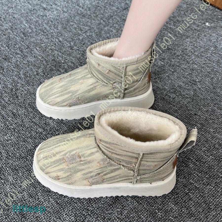 厚底 ムートンブーツ レディース ショート丈 防寒ブーツ 美脚 3CM ムートン プラットフォーム 撥水加工..