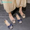 ぺたんこ バレエ パンプス ローヒール フラットシューズ レディース リボン パンプス オシャレ パール 結婚式 美脚 ラインストーン キラキラ パーティー
