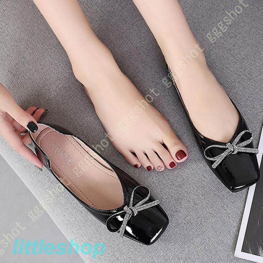 パンプス スリッポン スクエアトゥ 履きやすい フラット レディースシューズ 痛くない 走れる 1cmヒール チャンキーヒール ローヒール スムース おしゃれ