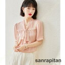 ブラウス リボン リボンタイ ボウタイ シフォン バルーン袖 シャツ オフィスカジュアル 通勤 半袖 リボンブラウス シャツ とろみシャツ 無地 きれいめ