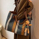 レディース ストライプ A4対応 3way キャンバス 帆布 肩掛け バッグ 手提げ 大容量 多収納 シンプル おしゃれ 通勤 通学 おしゃれ 軽量