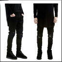 メンズ スキニーデニム クラッシュ ジーンズ デニム パンツ ストレートデニム スキニージーンズ ダメージ加工 ユーズド ヴィンテージ