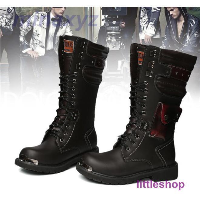 バイクブーツ 革ブーツ ロングブーツ　メンズシューズ コスプレイヤー　ライディングブーツ ステージ用..