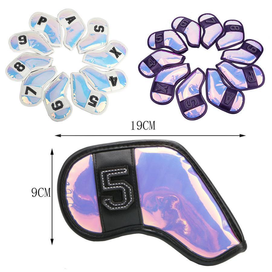 ゴルフアイアンカバー レザー 防水 高級感 4番?9番 AW PW SW X 10枚 セット カラフル 番手付き ヘッドカバー