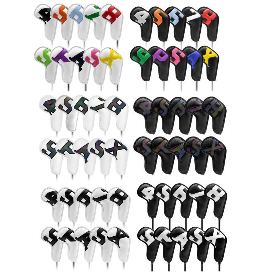 ゴルフ ヘッドカバー アイアンカバー アイアン 用 10点セット 4番 5番 6番 7番 8番 9番 P番 A番 S番 X番 番手付 多彩