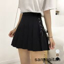Aライン プリーツスカート レースアップ レディース