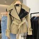 コート レディース ショート丈 ジャケット 長袖 ゆったり トレンチコート 防風 スプリングコート ベーシック シンプル 防寒 スリム きれいめ エレガント
