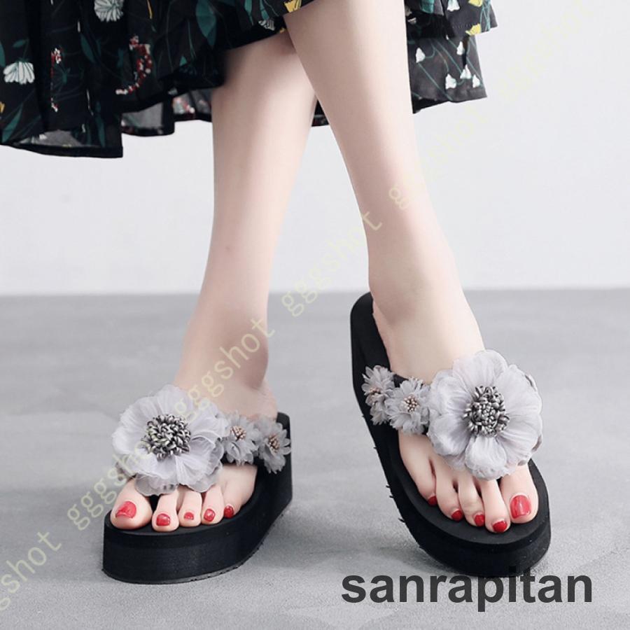 厚底 ビーチサンダル コンフォート レディース サンダル ベランダ ビーチ プール フラワー ビーサン 軽量 シンプル 靴 ヒール ウェッジソール 歩きやすい