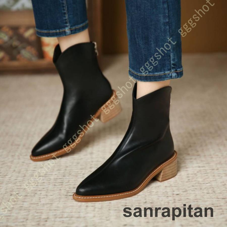 ウエスタンブーツ レディース ショートブーツ 太ヒール ウエスタン ショート ブーツ 低ヒール ローヒー..