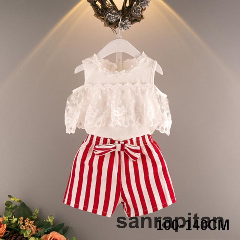 セットアップ 上下セット ブラウス ショートパンツ キッズ 子供用 女の子 夏服 ネックレス付き ノース..