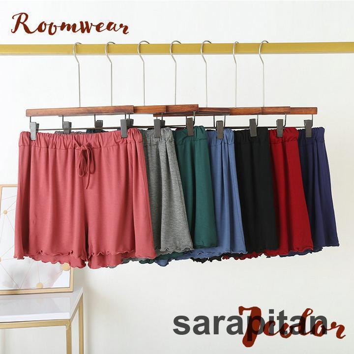 ルームパンツ ショートパンツ レディース 女性 ボトムス ルームウェア 部屋着 無地 単色 メロウフリル 紐付き 可愛い カジュアル リラックス 楽チ