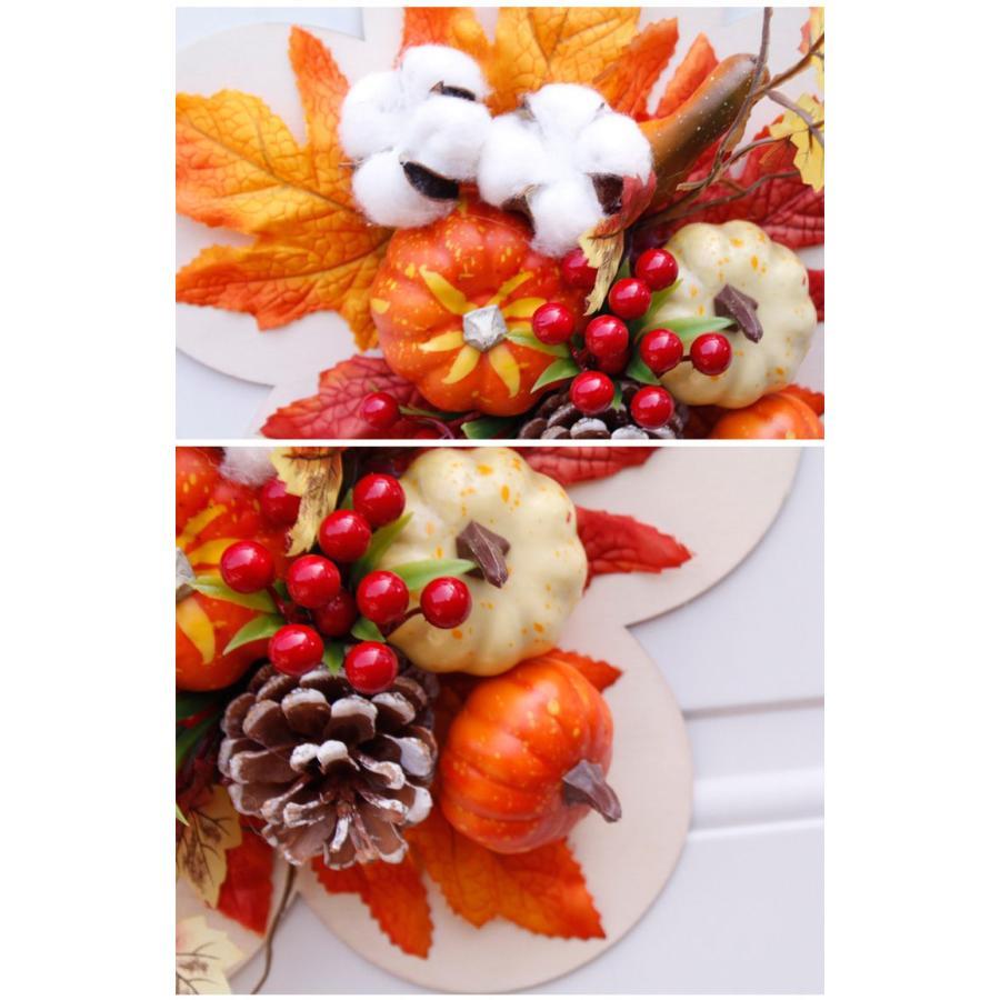 ハロウィンリース 飾り ハロウィン 装飾 花輪 置物 ドアリース パンプキン かぼちゃ 松ぼっくり 秋のリース 秋の葉 クリスマス 壁装飾 玄関 ドア 壁の商品画像 2