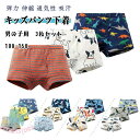 キッズ パンツ 下着 男の子 3枚セット ジュニア ボクサーパンツ インナー ブリーフ ボクサー下着 前空き 100 110 120 130 140 150 綿...