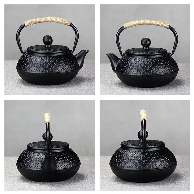 鉄瓶 茶瓶 ih対応 茶こし付き 四つ葉柄 急須 茶器 ガス 直火 鋳鉄 茶道具 鉄分補給