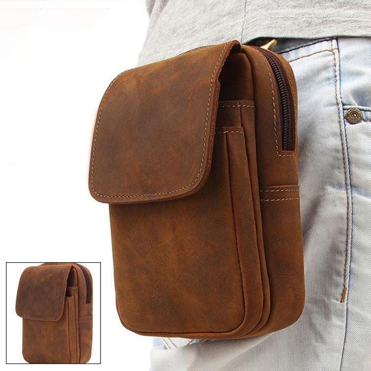 本革　ベルトポーチ ヒップバッグ スマホポーチ ビンテージ 多機能 大容量 ウエストバッグ ウエストポ..
