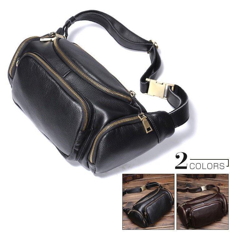 ウエストバッグ メンズ　牛革 レザー　2way ボディバッグ　こし掛け 腰かけ ヒップバッグ 鞄 ミニショ..