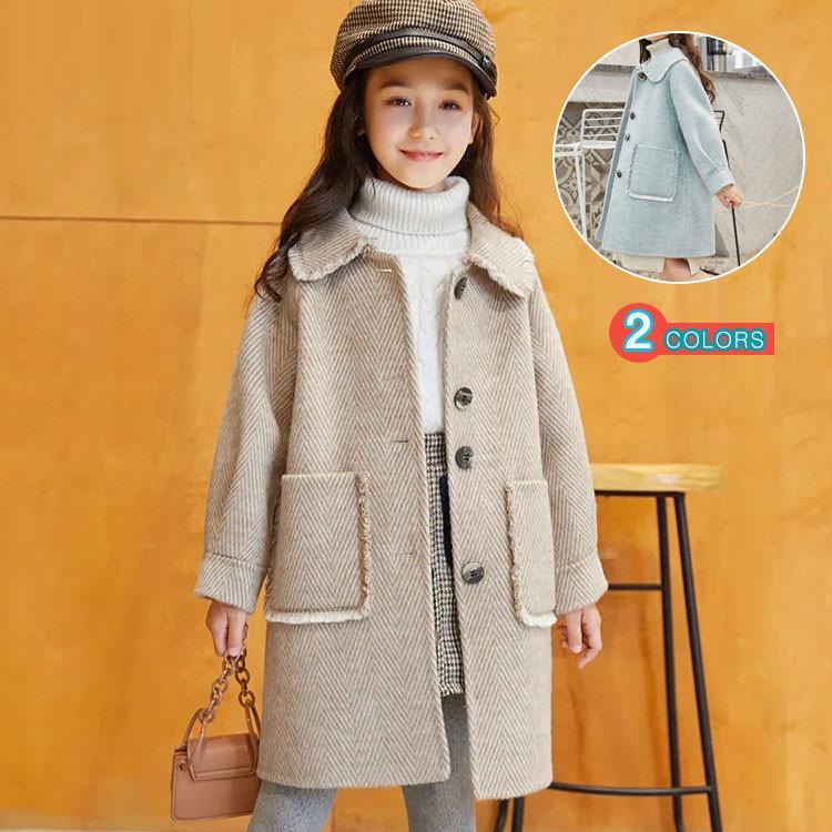 ピーコート　Pコート キッズコート　ミドル丈 秋冬 ラシャコート　女の子　 子供服　ジュニア　アウタ..