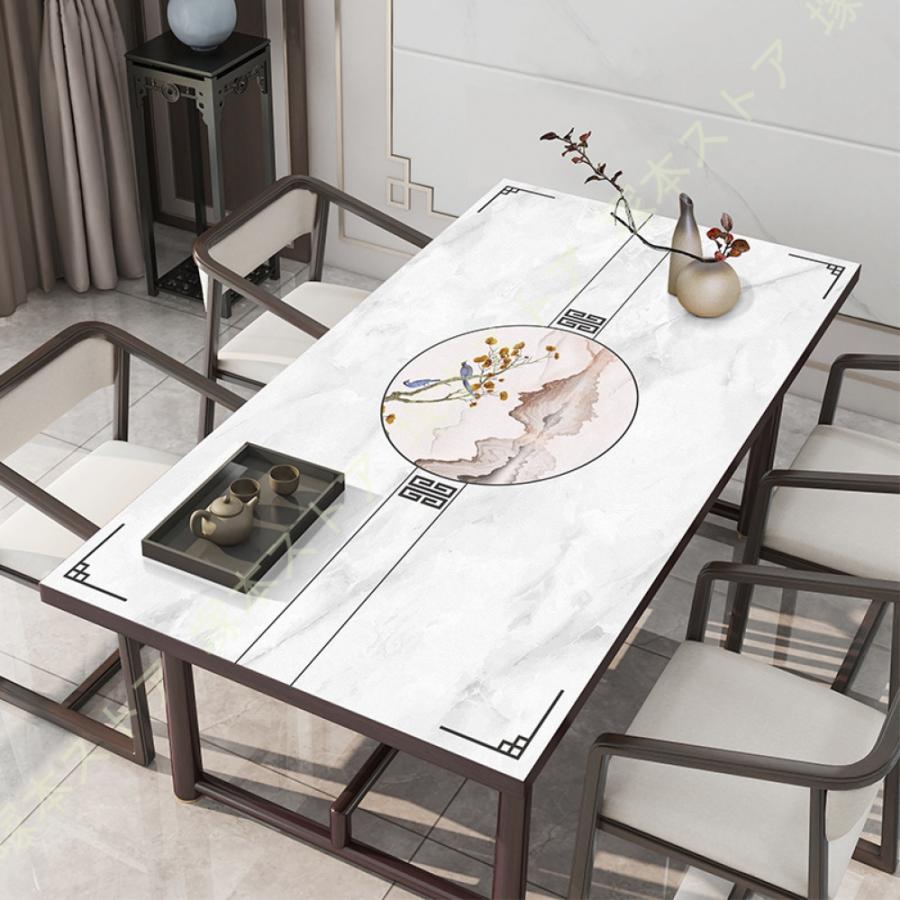 防水 デスククロステーブルクロステーブルクロス デスクマット モダン 長方形テーブルクロス 山水墨画 テーブルマット 撥水 速乾 レザー テーブルマット