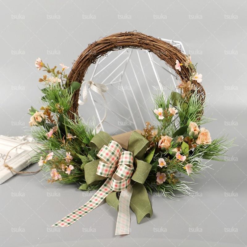 リース ドアリース 造花 結婚式 花輪 ウェルカムリース プレゼント 母の日ギフト 北欧風 壁掛け 玄関飾り おしゃれ 玄関リース 店舗 玄関 壁掛け 庭園 飾...
