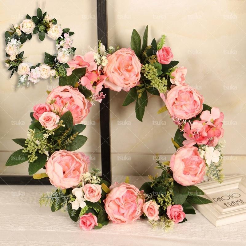 リース ドアリース 造花 花輪 ウェルカムリース プレゼント 母の日ギフト 北欧風 壁掛け 玄関飾り おしゃれ 玄関リース 結婚式 店舗 玄関 壁掛け 庭園 飾...