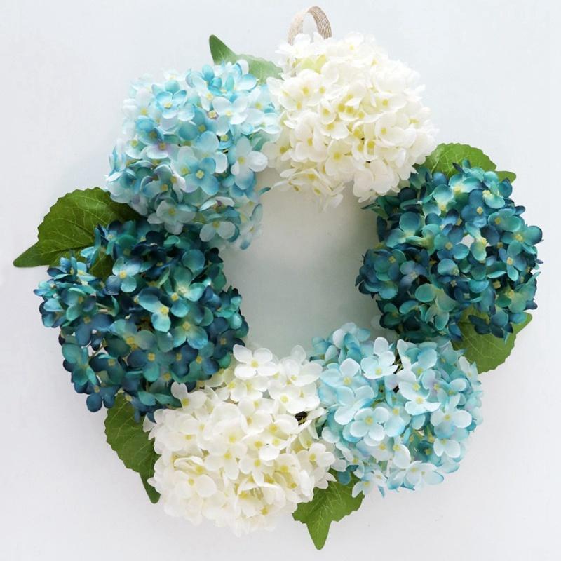 花輪 リース 造花 結婚式 店舗 玄関 装飾 ドア 壁掛け ぶら下げ飾り 庭園 飾り 花材 直径40cm 花 花輪 リース 壁掛けフラワー アジサイ花 歓迎ドア...