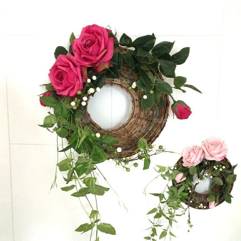 枯れない花 リース 玄関 ドアリース フラワーリース 花輪 壁掛けリース ドア飾りプレゼント ギフト 見舞い用 人工リース 花輪 窓の装飾 パーティーの装飾 造...