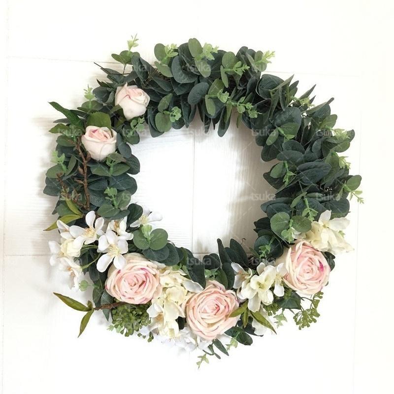 玄関リース 40cm 母の日 ギフトドアリース フラワーリース 花輪 造花 枯れない花 壁掛けリース ドア飾りプレゼント 窓の装飾 パーティーの装飾 家の装飾 ...