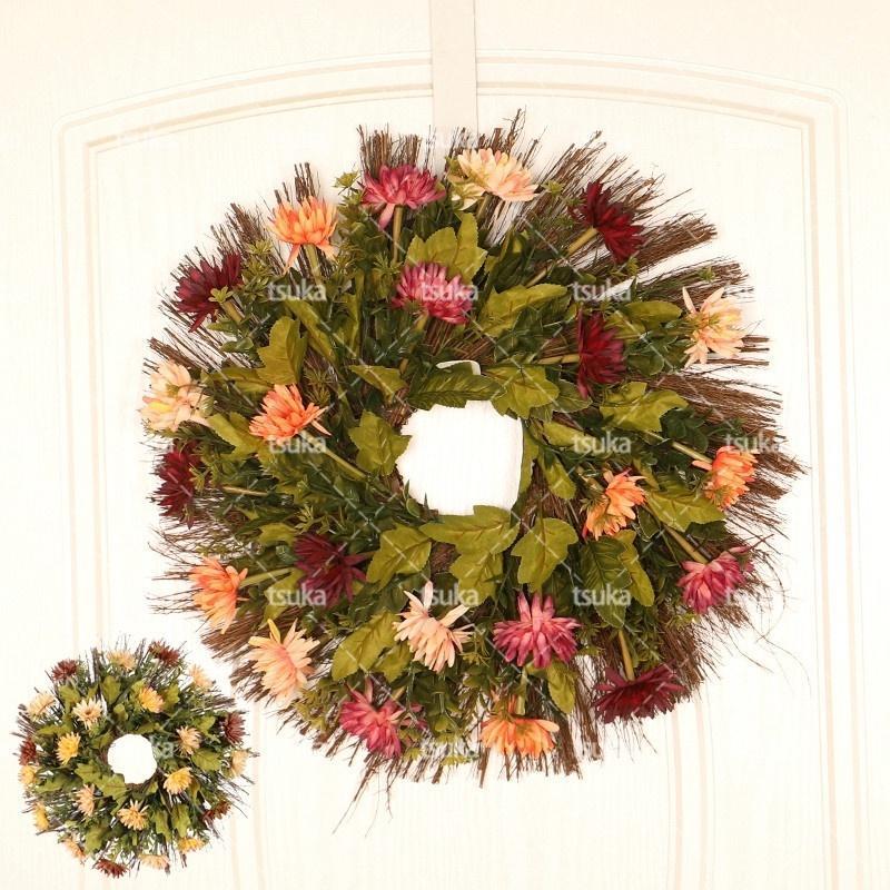 リース おしゃれ 母の日 花輪 玄関リース 菊の花 造花 店舗 玄関 壁掛け 庭園 飾り フラワーギフト クリスマス ハロウィン リース屋外 結婚式 装飾用 店...