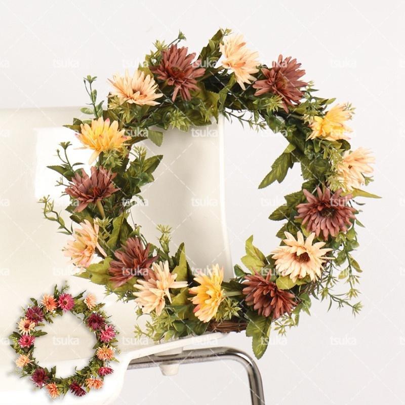 ドアリース おしゃれ 母の日 花輪 玄関リース 菊の花 造花 店舗 玄関 壁掛け 庭園 飾り ウェルカムリース フラワーギフト クリスマス ハロウィン リース屋...