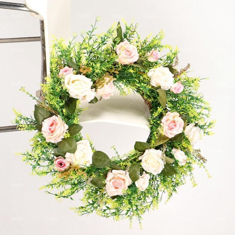 春リース 母の日ギフト 玄関 オールシーズン ドアリース おしゃれ 母の日 花輪 玄関リース 造花 店舗 玄関 壁掛け 庭園 飾り ウェルカムリース フラワーギ...