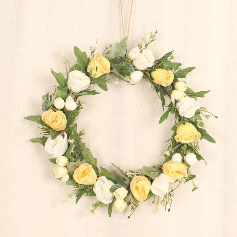 リース ドアリース おしゃれ 壁掛け ドアリース 飾り 玄関 造花 花輪 壁掛フラワー 花輪 玄関リース 造花 ウェルカムリース フラワーギフト クリスマス飾り