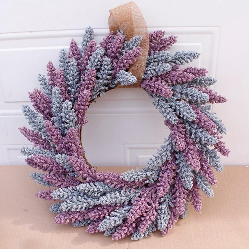 玄関用リース 造花 インテリア ドア飾り ウェルカム ドアリース 花リース 結婚式の装飾 ナチュラル おしゃれ 造花 飾り 紫 パープル 可愛い お洒落 素敵
