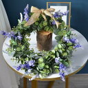 玄関用リース 造花 インテリア ラベンダー ドア飾り 壁掛け 玄関飾り 部屋飾り ウォールグリーン ハンドメイドリース 結婚式 店舗 玄関 壁掛け クリスマス