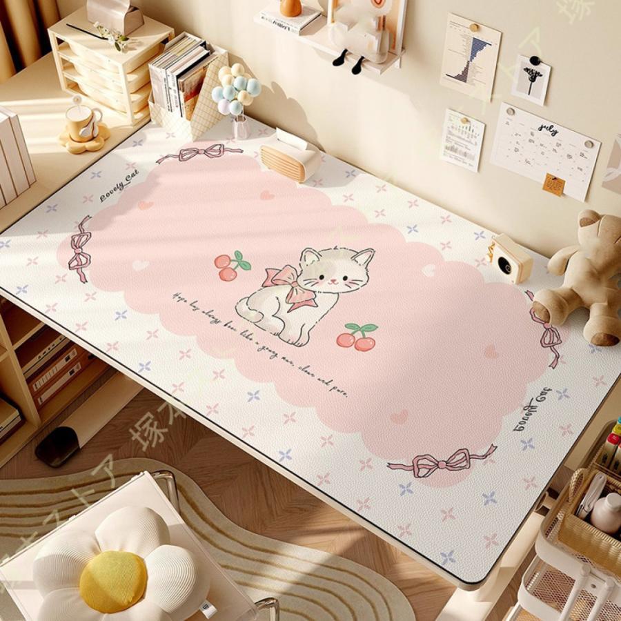 デスクマット 可愛い テーブルマット 薄い 大型キーボードパッド 事務机 パソコンマット 牛柄 上品 両面デザイン 多機能 マウスパッド 拭ける 超薄型 撥水