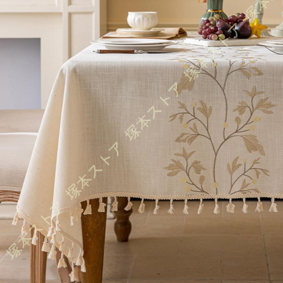 テーブルクロス 撥水 撥油 綿麻 おしゃれ テーブルマット 北欧 テーブルカバー 葉柄 食卓カバー 大判 ..