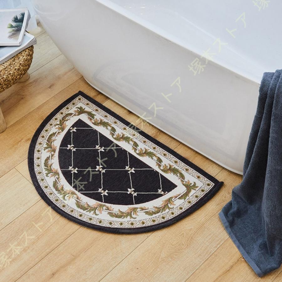 玄関マット 室内 北欧 おしゃれ ペルシャ絨毯 花柄 インテリア マット 半円 ウィルトン織 ラグマット 屋内 吸水 速乾 丸洗いOK 抗菌 防臭 バスマット ふわふわ
