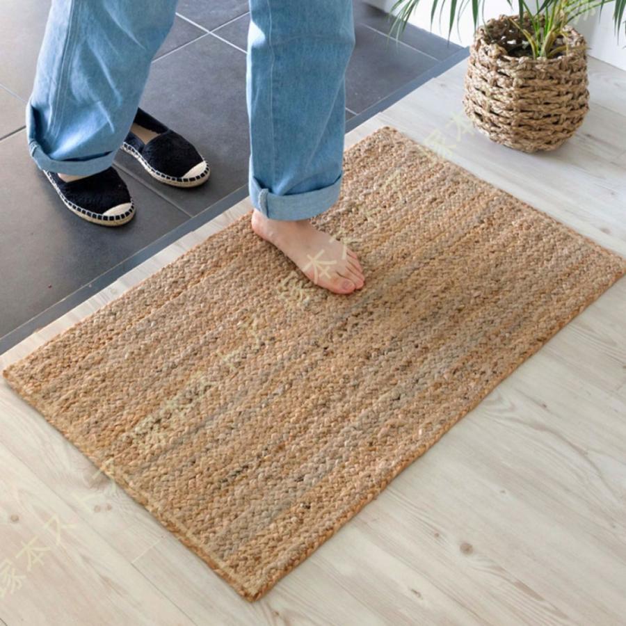 玄関マット ラグ 長方形 ジュートラグ 約 W 50cm D 80cm D 2cm ナチュラル ベージュ ラグマット カーペット 西海岸風 カリフォルニアスタイル インテリア