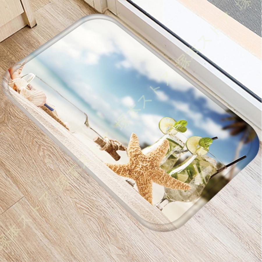 玄関マット バスルームマット 屋内屋外ドアマット 足拭きマット キッチンマット マイクロファイバー お風呂マット 台所マット かわいいビーチ貝殻柄玄関マット