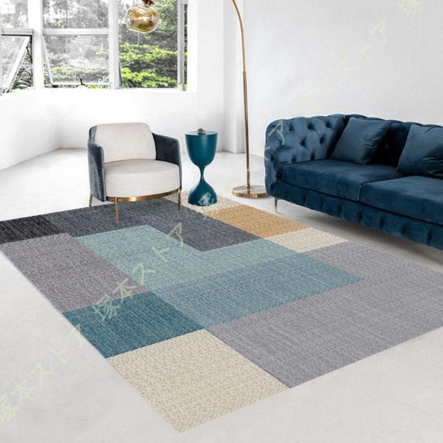 ラグ マット センター ラグ幾何学 折りたたみ可 軽量 ラグマット 西海岸 抽象ラグ カーペット リビング ルーム ベッドサイド シンプル プリント マット