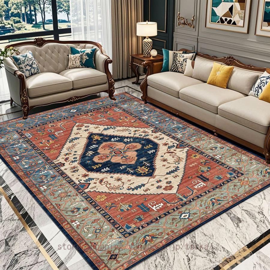 暖かいラグマット 厚手 カーペット 部屋用マット 滑り止め付き 防滑 防音 クッション 洗えるラグ 柔らかい ホットカーペット対応 床暖房対応 ペルシャ絨毯