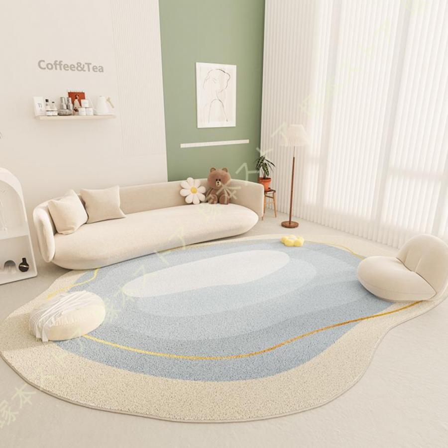 ラグ カーペット 低反発 ラグマット 北欧 厚手 洗える 防音 滑り止め付 楕円形 床暖房対応 ホットカーペット対応 防ダニ 抗菌 厚い オールシーズン