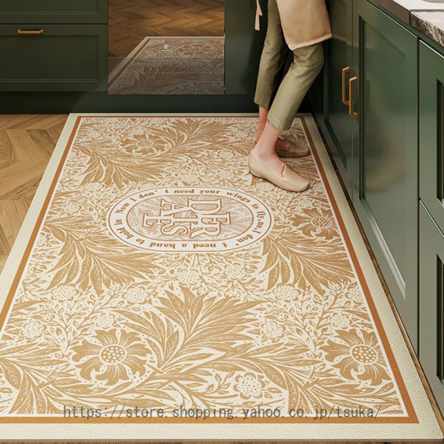 キッチンマット 拭ける 大判 キッチンマット 厚手 無地 北欧 台所マット 洗面台用 マット 防水 マット 滑り止め 低反発 足腰 PU革 クッションマット おしゃれ