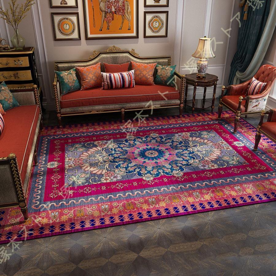 ペルシャ絨毯風 ペルシャ柄 洗える ラグ ラグマット ラグカーペット ペルシャラグ おしゃれ 滑り止め付き ホットカーペットカバー 床暖房対応 長方形